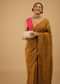 Ocher Yellow Festive Saree Kashmiri Embroidered In Georgette