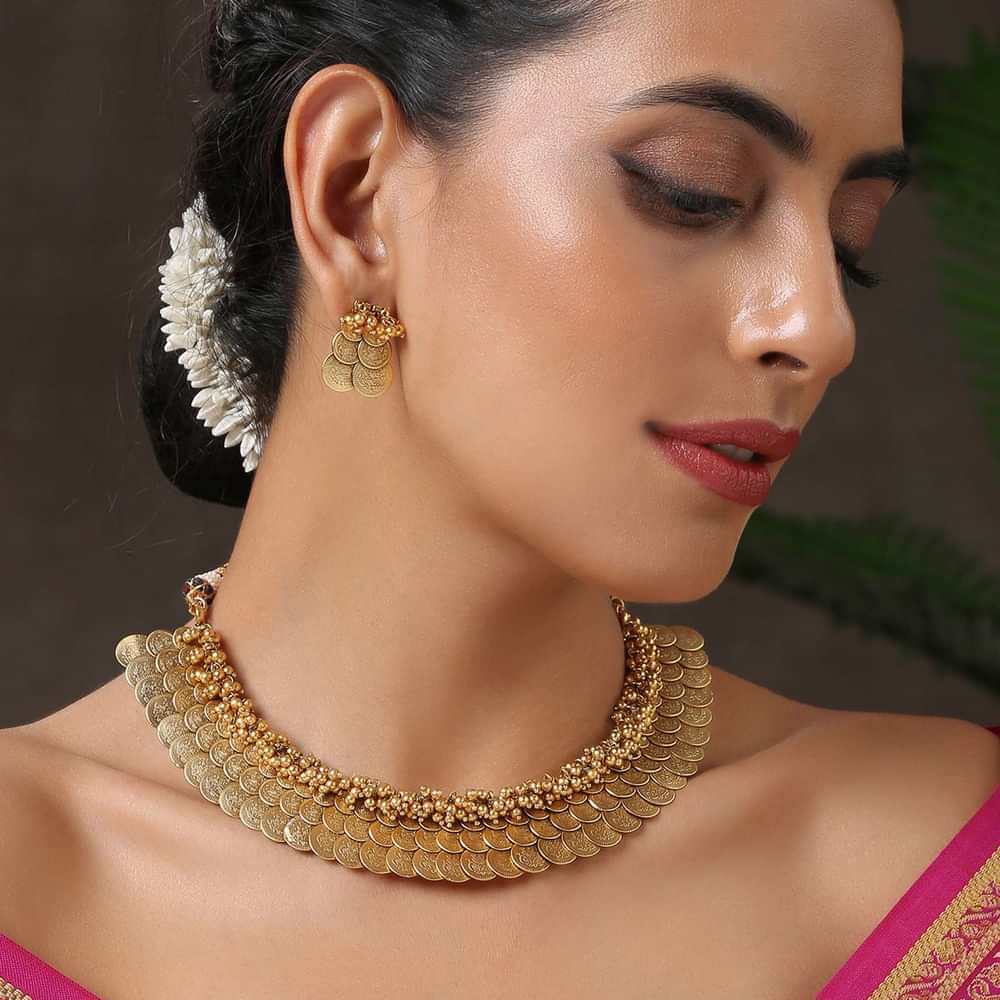 Gold Plated Intricate Temple Work Necklace Set