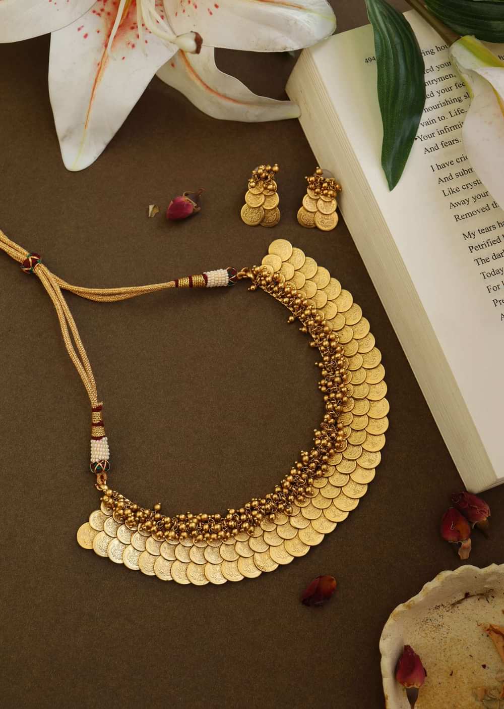 Gold Plated Intricate Temple Work Necklace Set