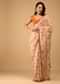 Sand Beige Saree In Muslin With Geometrical Print