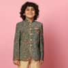 Kalki Green Velvet Sherwani Set With Sequins And Floral Print For Boys