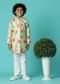 Kalki Lime Green Printed Kurta Set In Silk For Boys