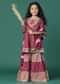 Kalki Maroon Red Embroidered Kurta Sharara Set In Cotton For Girls
