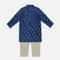 Kalki Mid Night Blue Printed Kurta Pant Set In Cotton For Boys