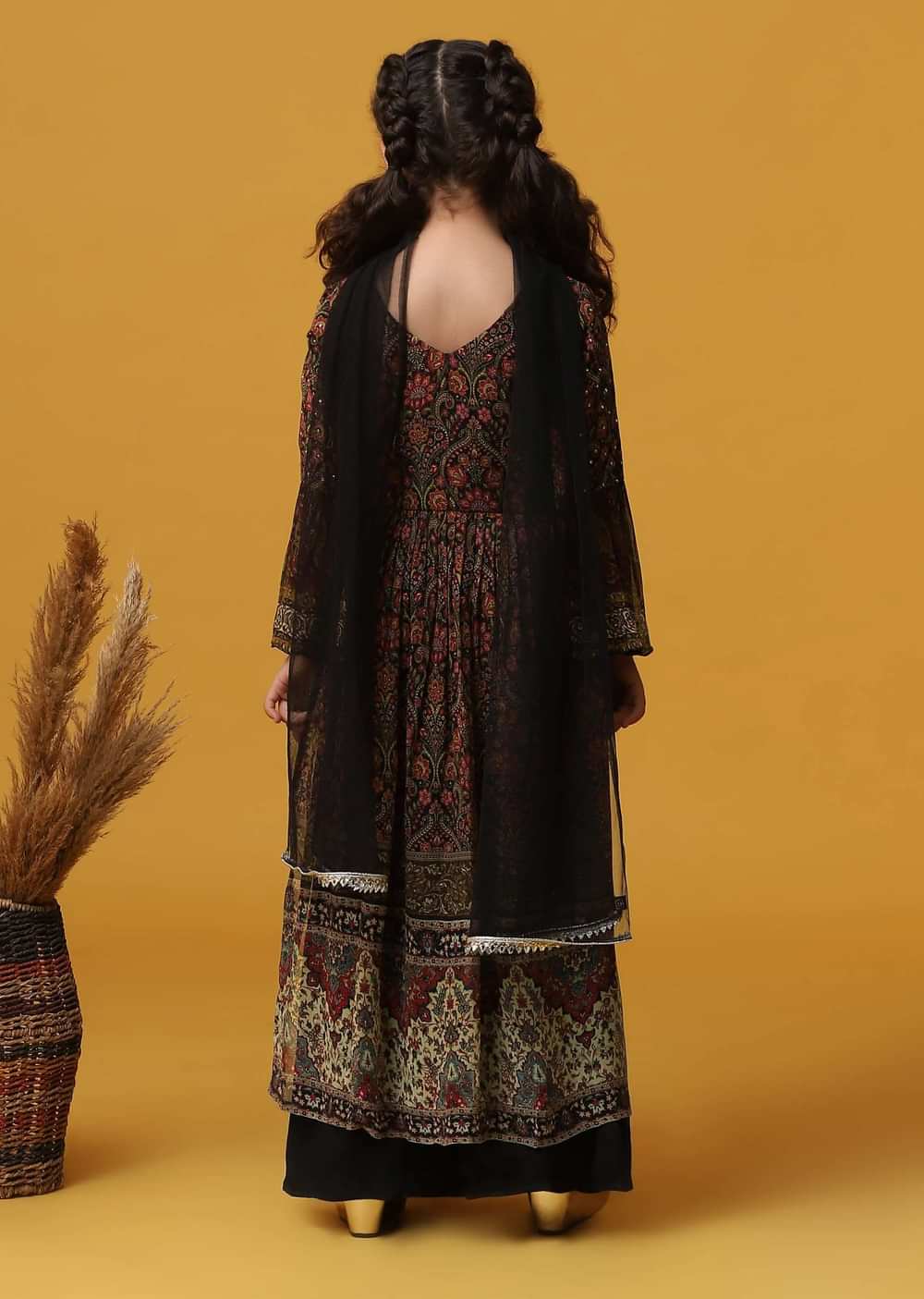 Kalki Multi-Color Embroidered Kurta Palazzo Set In Georgette For Girls
