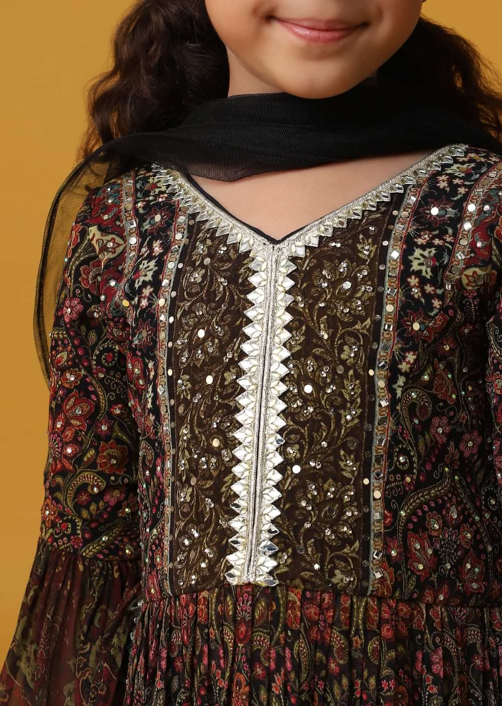Kalki Multi-Color Embroidered Kurta Palazzo Set In Georgette For Girls