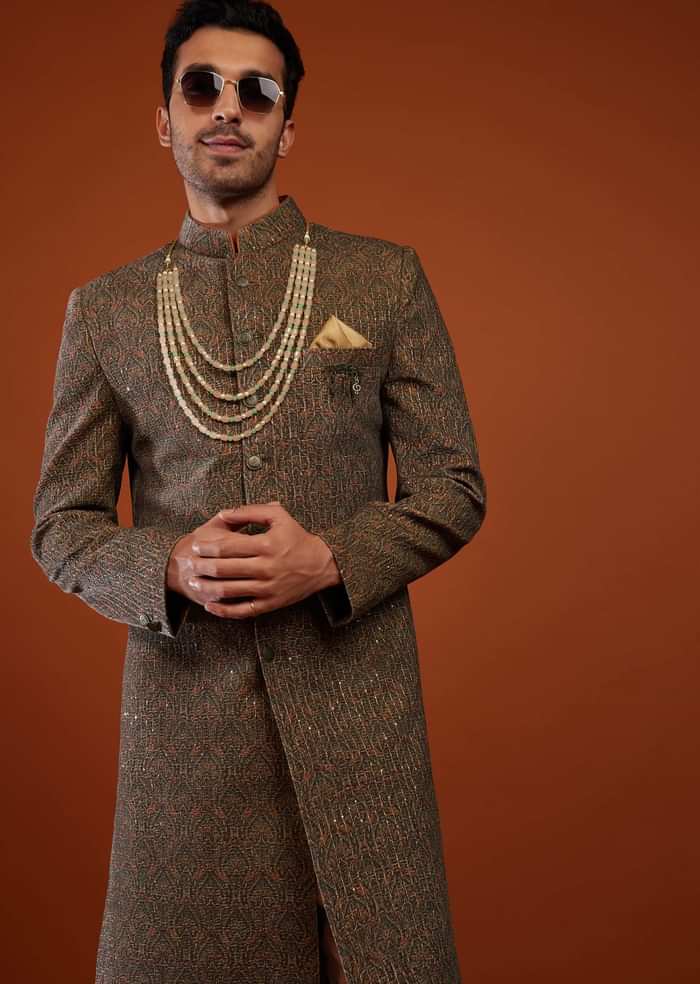 Multicolor Festive Embroidered Sherwani In Velvet