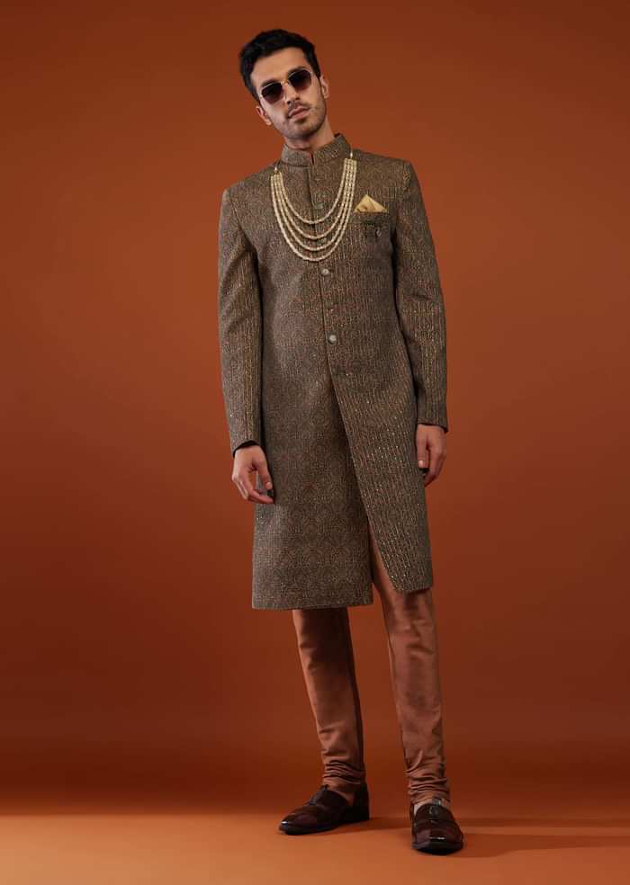 Multicolor Festive Embroidered Sherwani In Velvet