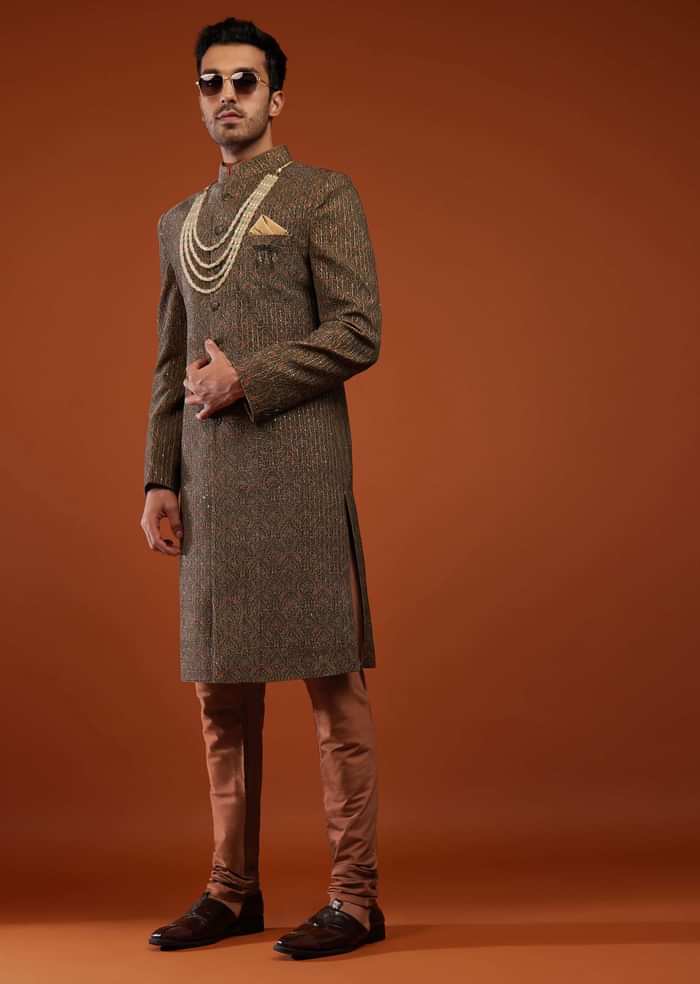 Multicolor Festive Embroidered Sherwani In Velvet