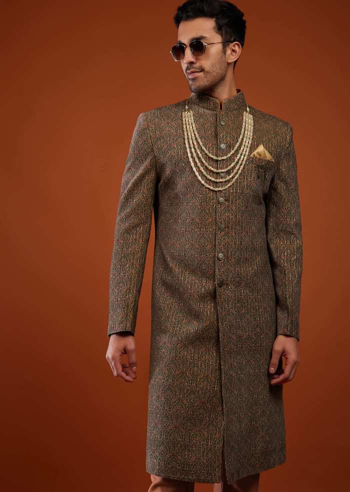 Multicolor Festive Embroidered Sherwani In Velvet