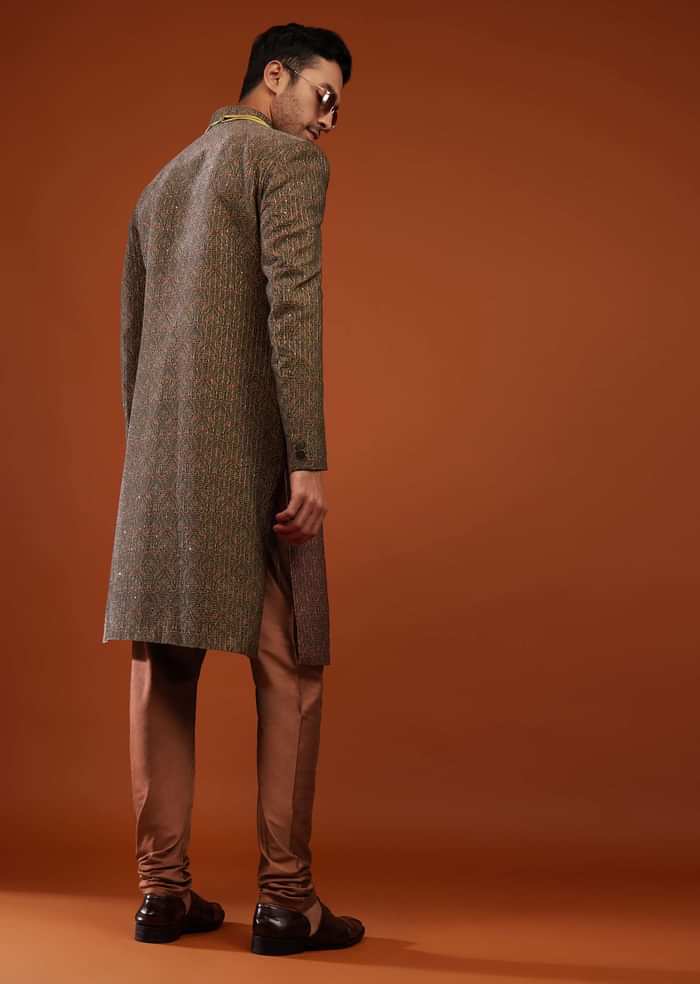 Multicolor Festive Embroidered Sherwani In Velvet
