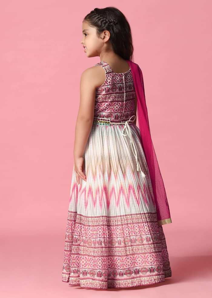 Kalki Multicolored Embroidered Gown In Georgette For Girls