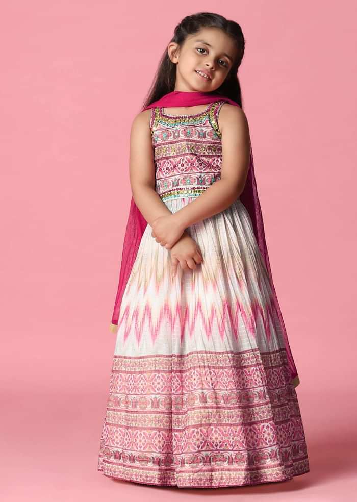 Kalki Multicolored Embroidered Gown In Georgette For Girls