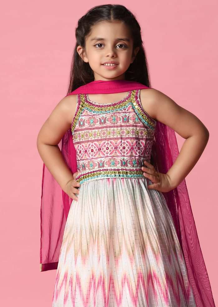 Kalki Multicolored Embroidered Gown In Georgette For Girls