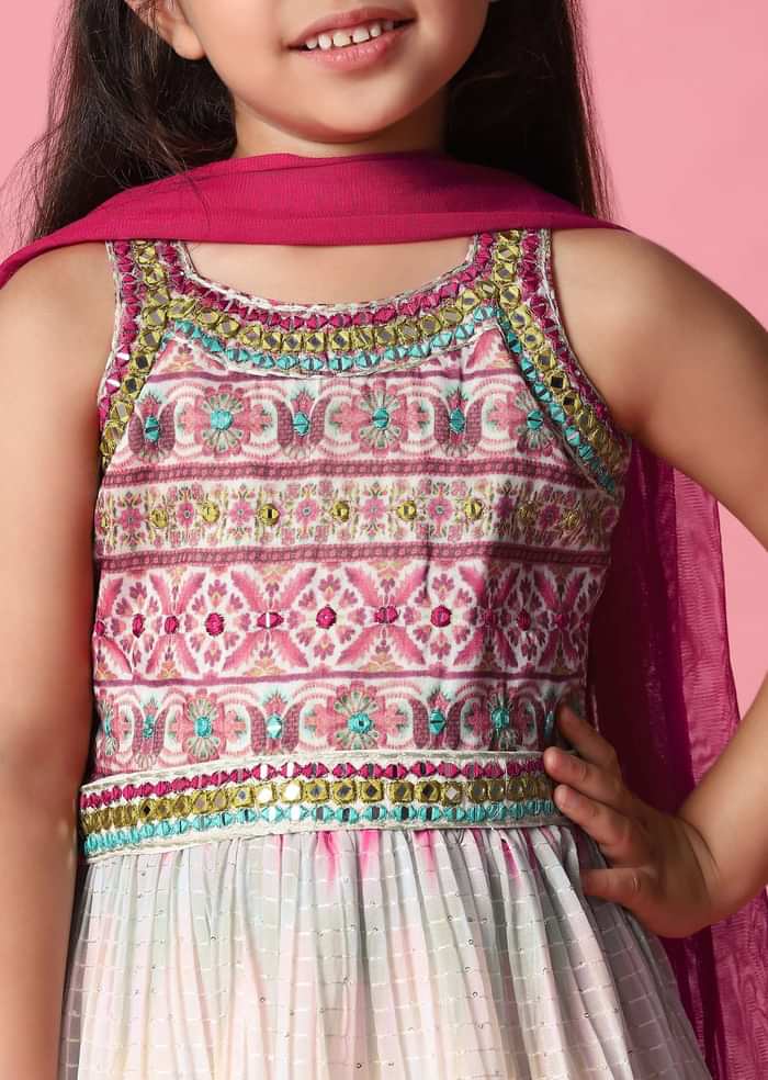 Kalki Multicolored Embroidered Gown In Georgette For Girls