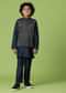 Kalki Navy Blue Jacket Kurta Set In Silk With Sequins