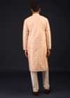 Peach Pink Mirror Embroidered Kurta Set