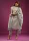 Silver Grey Pant Suit In Organza With Embroidery