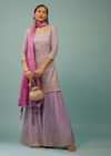 Lavender Purple Sharara Suit With Embroidery And Tie-Dye Dupatta