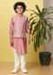 Kalki Peach Pink Boys Bandi Jacket Set With Threadwork