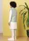 Kalki Pista Green Boys Bandi Jacket Set With In Silk With Threadwork