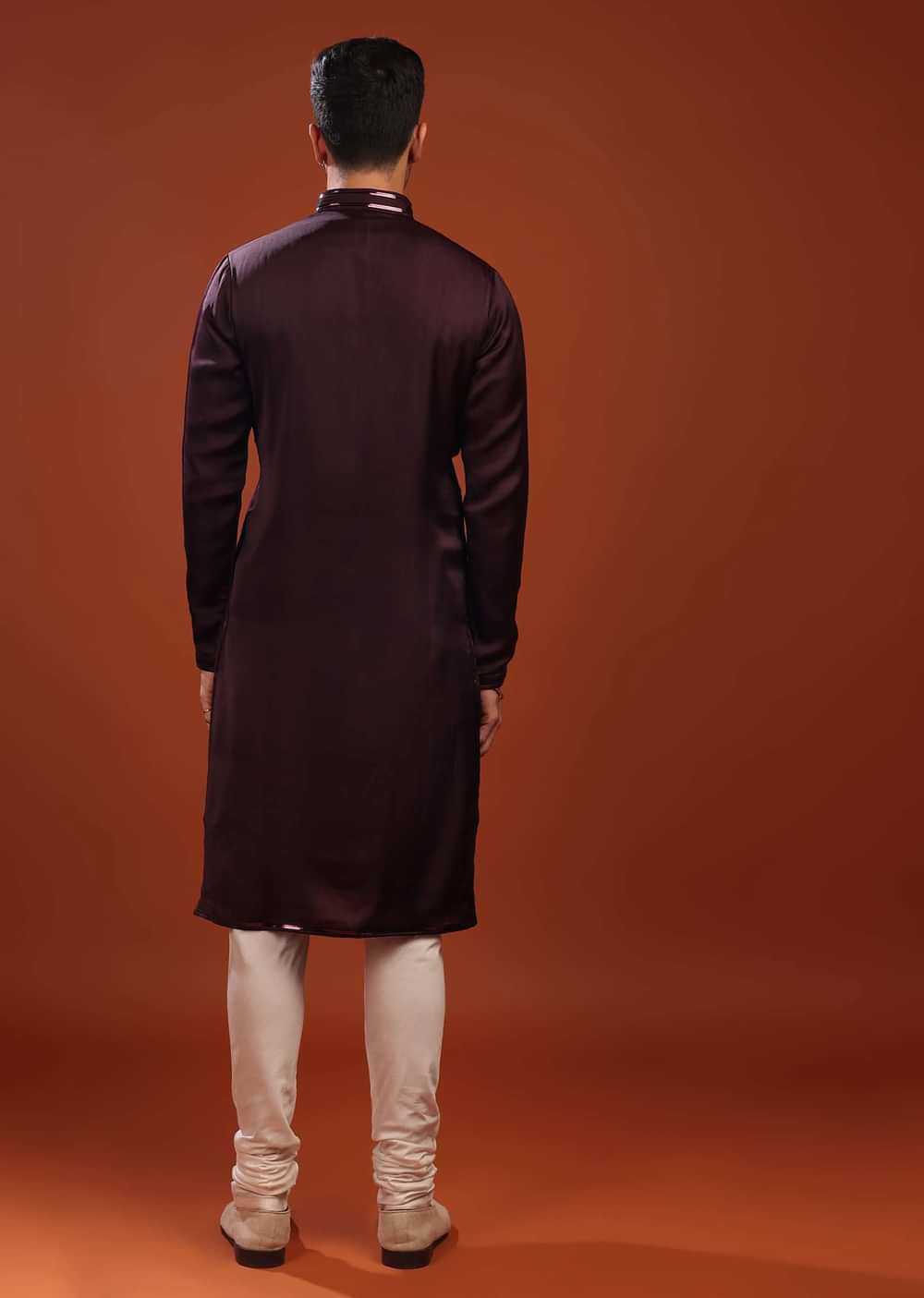 Grape Purple Wine Festive Kurta In Mini Silk With A Cocktail Look