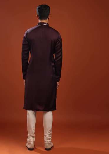 Grape Purple Wine Festive Kurta In Mini Silk With A Cocktail Look