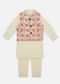 Kalki Powder Pink Printed Kurta Jacket Set In Cotton For Boys