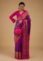 Grape Purple Saree In Silk With Ikat Weave Patola Work