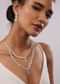 Silver Plated Diamond Two-Tier Necklace Set With Dusty Blue Stones