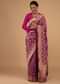Plum Purple Saree In Pure Banarasi Silk With Upada Zari Weave Floral Butti Work