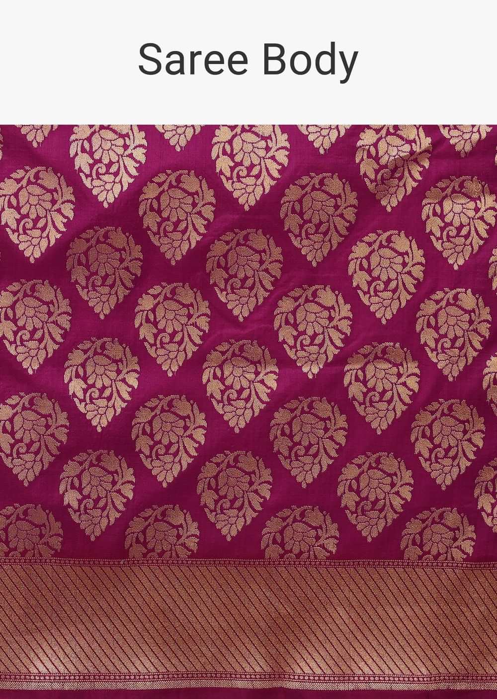 Plum Purple Saree In Pure Banarasi Silk With Upada Zari Weave Floral Butti Work