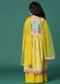 Kalki Yellow Printed Kurta And Palazzo In Satin Blend For Girls