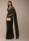 Kombu Green Saree With Stones Embellishment, Crafted In Chiffon With Stones Embellished In Buttis