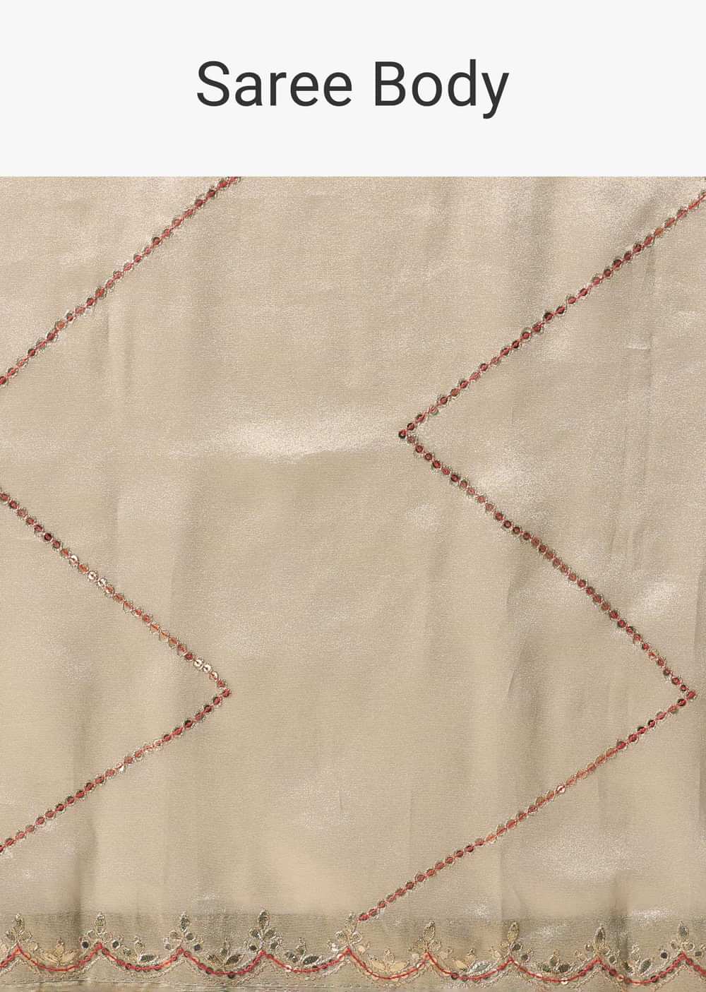 Kora Silk Beige Saree With Unstitched Blouse Fabric