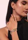 Kundan And Pearl Bracelet In Gold Tone
