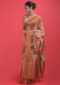 Latte Beige Saree In Cotton Silk With Floral Print Buttis And Kundan Online - Kalki Fashion