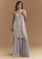 Lavender Chinon Sharara Suit With Beads And Moti Work