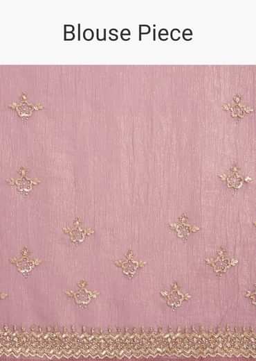 Lavender Crushed Tissue Saree With Stones And Cutdana Embroidery
