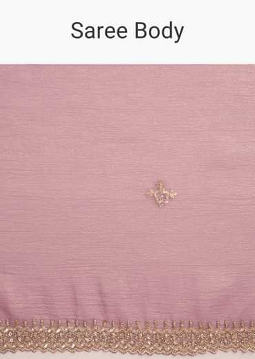 Lavender Crushed Tissue Saree With Stones And Cutdana Embroidery