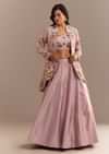 Lavender Silk Embroidered Jacket Lehenga Set