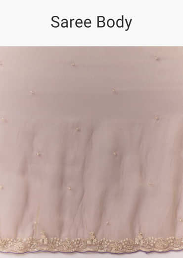 Lavender Tissue Embroidered Saree with Unstitched Blouse