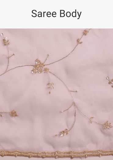 Lavender Tissue Saree With Cutdana And Sequins Embroidery And Scallop Border