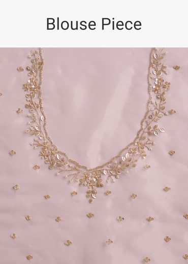 Lavender Tissue Saree With Cutdana And Sequins Embroidery And Scallop Border