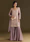 Lavender Tissue Zardosi Embroidered Kurta Set With Organza Dupatta