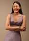 Lavender Ash Sleeveless Blouse In Satin With A Plunging Geometric Neckline