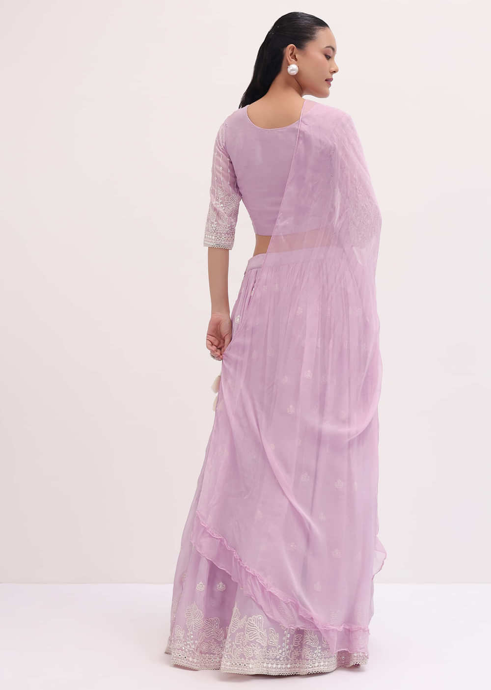 Lavender Lehenga With Embroidered Choli And Dupatta