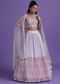 Lavender Purple Floral Printed Lehenga And Blouse Set In Silk