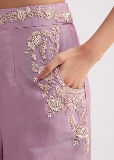 Lavender Tissue Crop Top And Palazzo Set