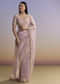 Lavender Tissue Embroidered Saree With Resham And Sequin Work